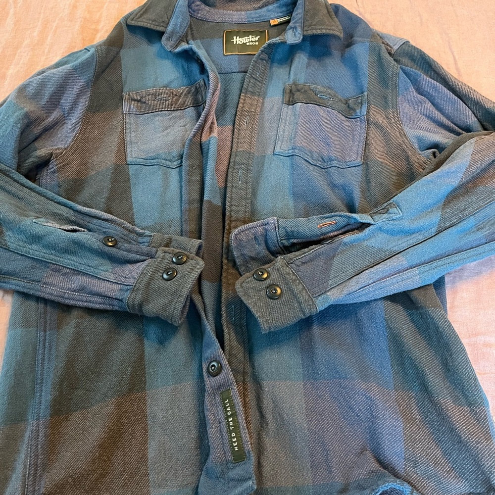 Howler Brothers Navy and Black Plaid Shirt